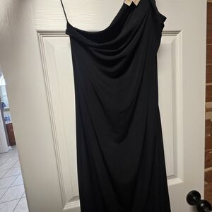 Michael Kors Black One-Shoulder Cowl Dress